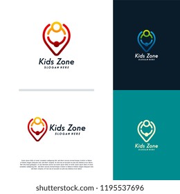 Kids Zone logo designs concept vector, Community point logo designs template