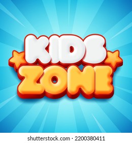 Kids zone logo icon vector. 3d letters colorful bubbles for playroom decoration. kids zone banner in cartoon style. vector illustration