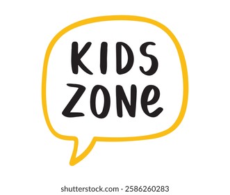 kids zone logo text element. Kids zone speech bubble cute cartoon element sticker. text badge label. Vector illustration