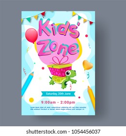 Kids Zone, Party Flyer, Banner Or Poster Design.