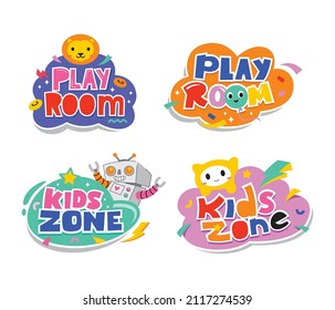 Kids zone and play room kids logo template