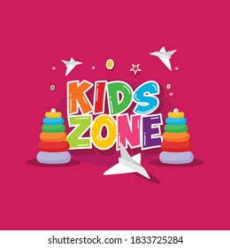 Kids zone, kids room design vector template.