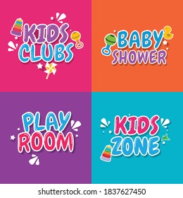 Kinderzone, Kinderzimmer Design Vektorvorlage.