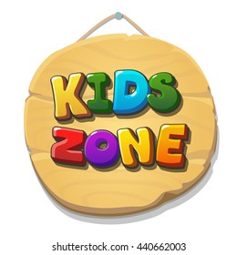 Kids Zone sign or banner. Children playground zone. Vector illustration.