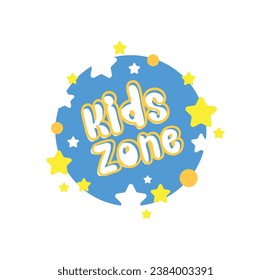 kids zone sign on white background