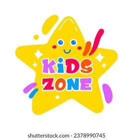 Kids Zone Star Badge Vector Illustration