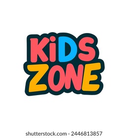 kids zone sticker t shirt label vector illustration template design