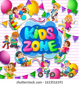 Kids zone template with kids of illustration