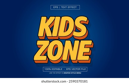 Kids Zone text effect with blue background