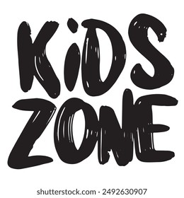 Kids Zone text lettering. Hand drawn vector art.