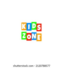 kids zone text logo full color design
