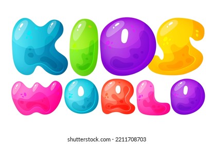Kids zone vector cartoon banner. Colorful letters for children's playroom decoration. Sign for children's game room. Kids zone and party room game education fun area design. Vector illustration.