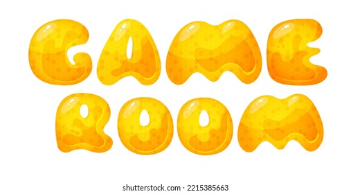 Kids zone vector cartoon banner. honey letters for children's playroom decoration. Sign for children's game room. Kids zone and party room game education fun area design. Vector illustration.