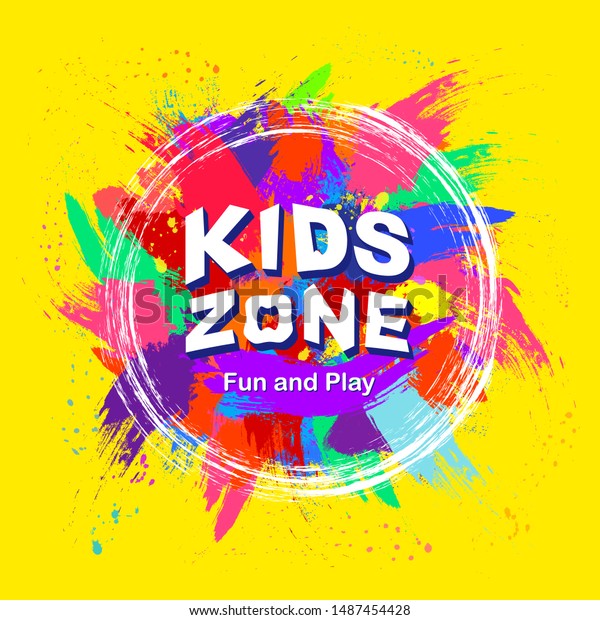 Kids Zone Vector Cartoon Logo Colorful Stock Vector Royalty Free