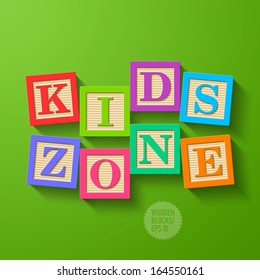 Kids Zone - Wooden Blocks. Vector. 