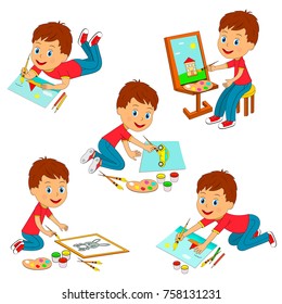 kids,boy drawing collection,illustration,vector