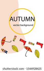 kids,boys and girls on a autumn background, illustration, vector