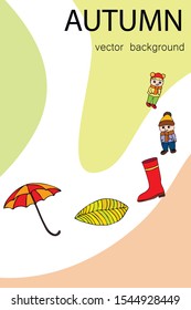 kids,boys and girls on a autumn background, illustration, vector