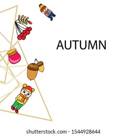 kids,boys and girls on a autumn background, illustration, vector