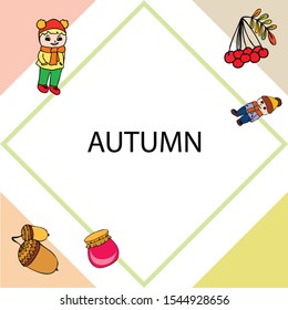 kids,boys and girls on a autumn background, illustration, vector