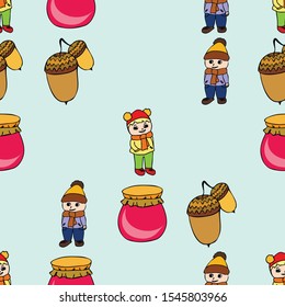 kids,boys and girls on a autumn background, illustration, vector