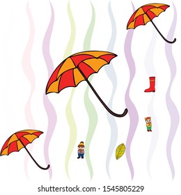 kids,boys and girls on a autumn background, illustration, vector
