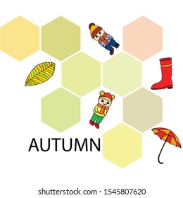kids,boys and girls on a autumn background, illustration, vector