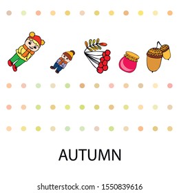 kids,boys and girls on a autumn background, illustration, vector