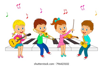 Vector Illustration Children Music Background Stock Vector (Royalty ...