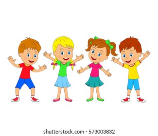 kids,boys and girls are smiling, illustration, vector