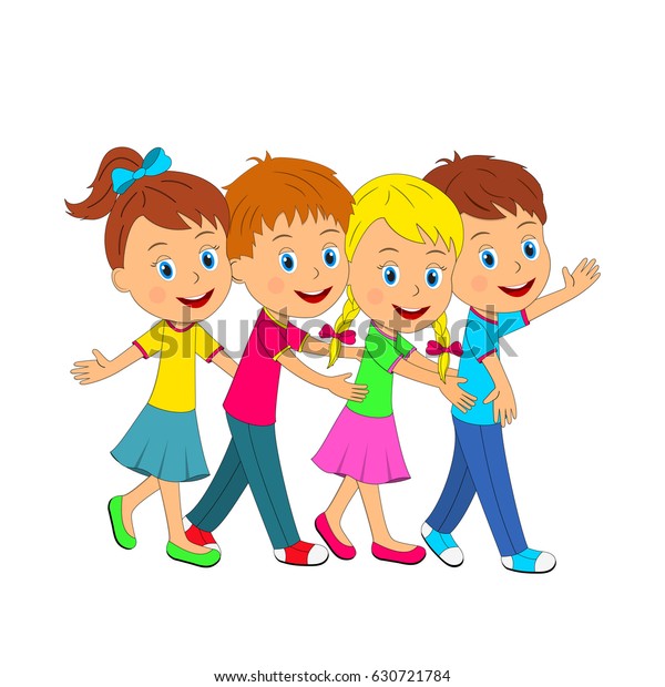 Kidslittle Boys Girls Go One After Stock Vector Royalty Free