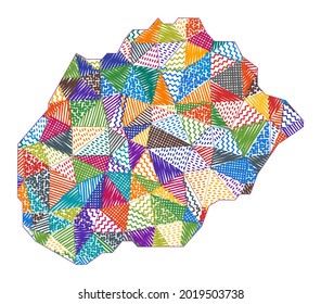 Kid-style map of Alegranza. Hand-drawn polygons in the shape of Alegranza. Vector illustration.