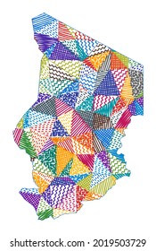 Kid-style map of Chad. Hand-drawn polygons in the shape of Chad. Vector illustration.
