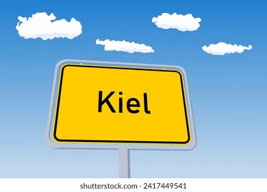 Kiel city sign in Germany. City name welcome road sign vector illustration.