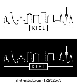 Kiel skyline. Linear style. Editable vector file.