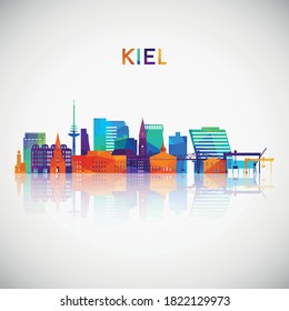 Kiel skyline silhouette in colorful geometric style. Symbol for your design. Vector illustration.