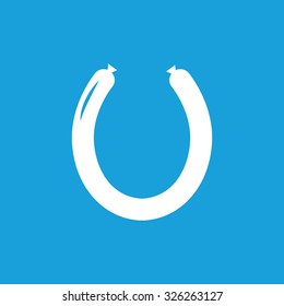 Kielbasa icon, white simple image isolated on blue background