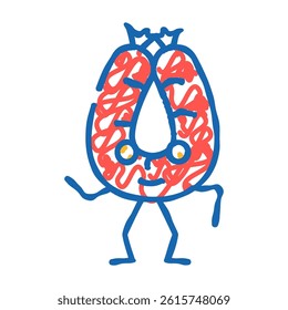 kielbasa meat character doodle icon sketch vector. kielbasa meat character sign. isolated symbol illustration
