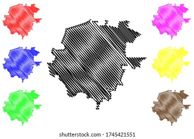 Kielce City (Republic of Poland, Swietokrzyskie Voivodeship) map vector illustration, scribble sketch City of Kielce map
