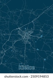 Kielce, Polônia cartaz de mapa artístico