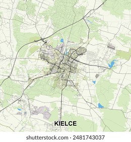 Kielce, Poland map poster art