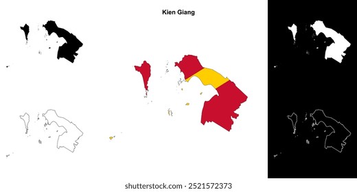 Kien Giang mapa de esboço em branco definido