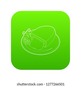 Kiev cutlet icon green vector isolated on white background