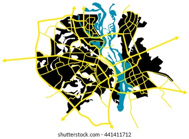 Kiev (Ukraine) roads vector map