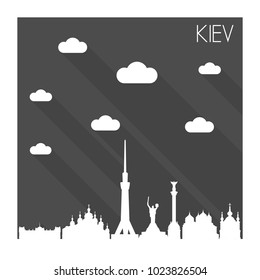Kiev Ukraine Skyline City Flat Silhouette Design Background