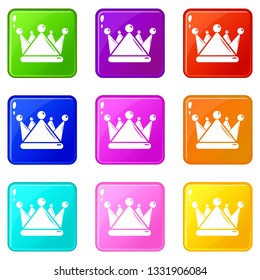 Kievan rus crown icons set 9 color collection isolated on white for any design