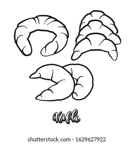 Kifli food sketch separated on white. Vector drawing of Yeast bread, usually known in Austria. Food illustration series.