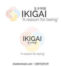 KIGAI Japanese logo , Japanese Diagram Concept, A Reason for being self realization, meaning of life concept, minimalistic style Vector Illustration