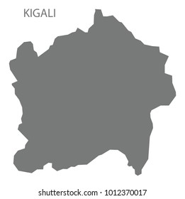 Kigali map of Rwanda grey illustration silhouette shape