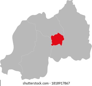 Las provincias de Kigali aisladas en el mapa de Ruanda. Fondo gris. Conceptos y fondos empresariales.